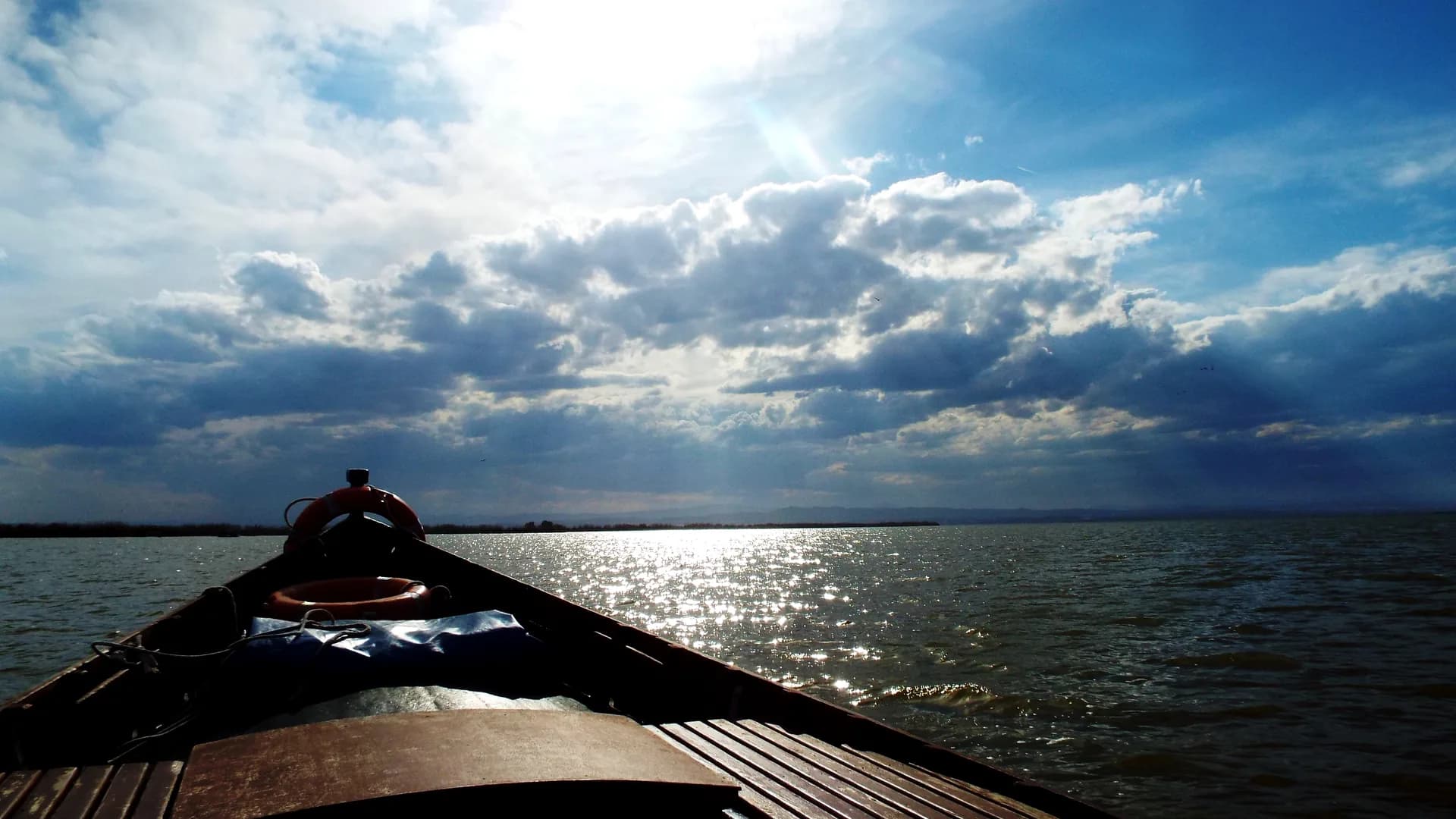 Vista de la laguna de l’Albufera desde una barca tradicional