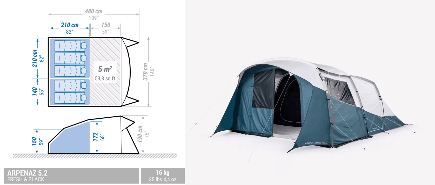 Camping Family Tent - Model 3, complete product view
