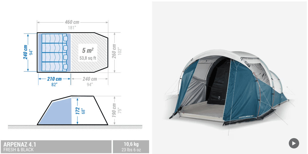 Camping Family Tent - Model 1, complete product view